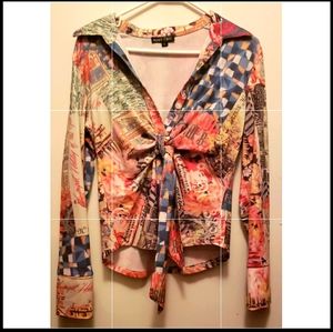 Boho Chic Brand Front Tie Sateen Top